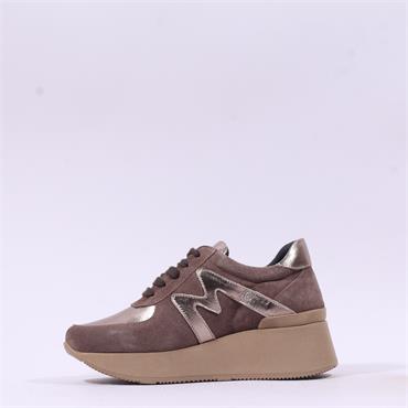 Marco Moreo Verona Laced Wedge Trainer - Taupe Bronze